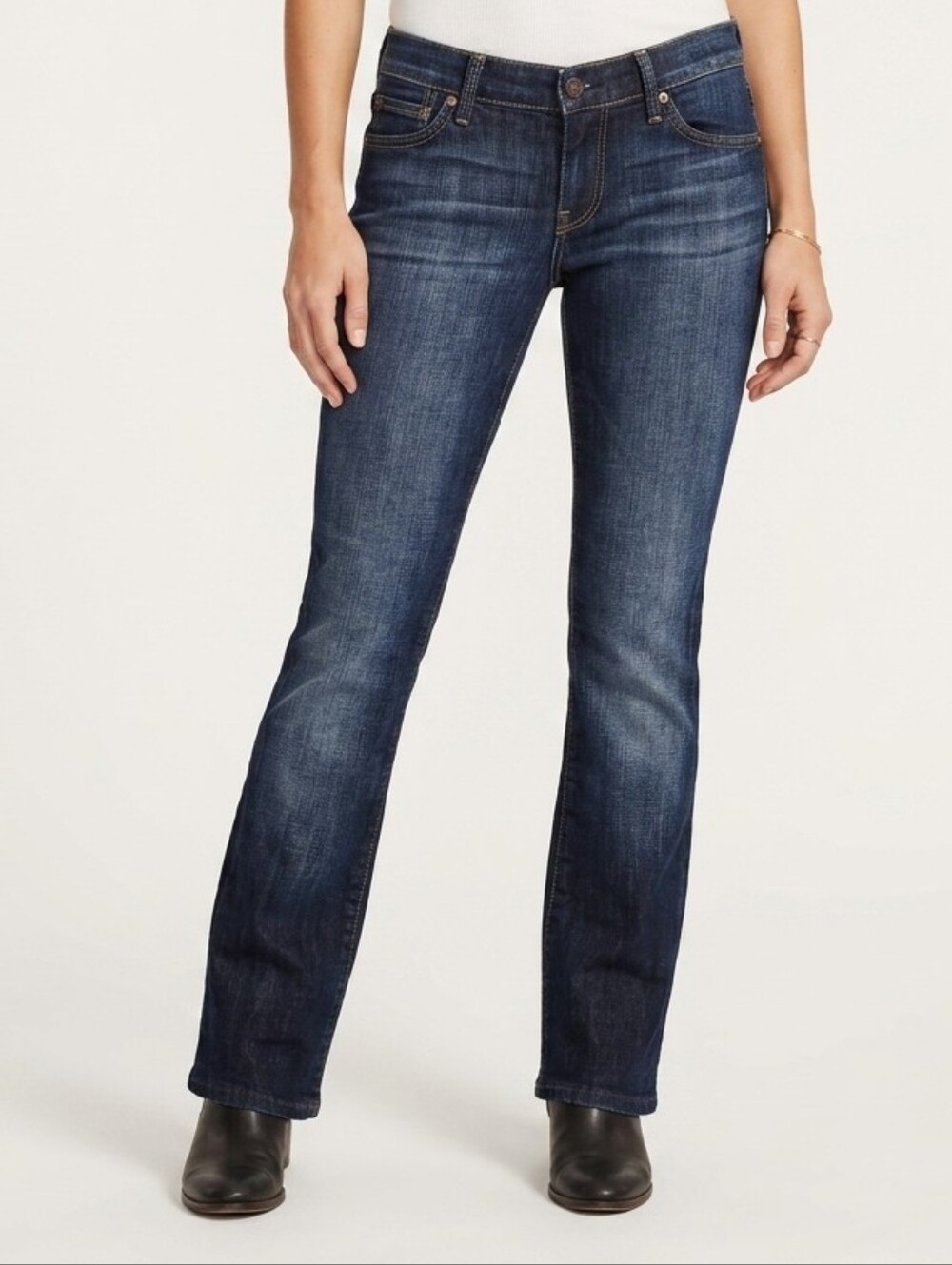 Sz 26 7 For All Mankind Straight-Leg Low-Rise Women's Jeans - Dark Blue Wash Y2K